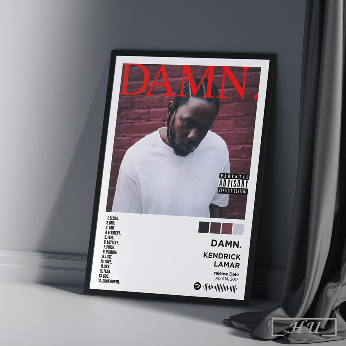 Kendrick Lamar Damn Custom Album Art Poster Digital Download Wall Art Hip Hop Music Decor For Fans Gift