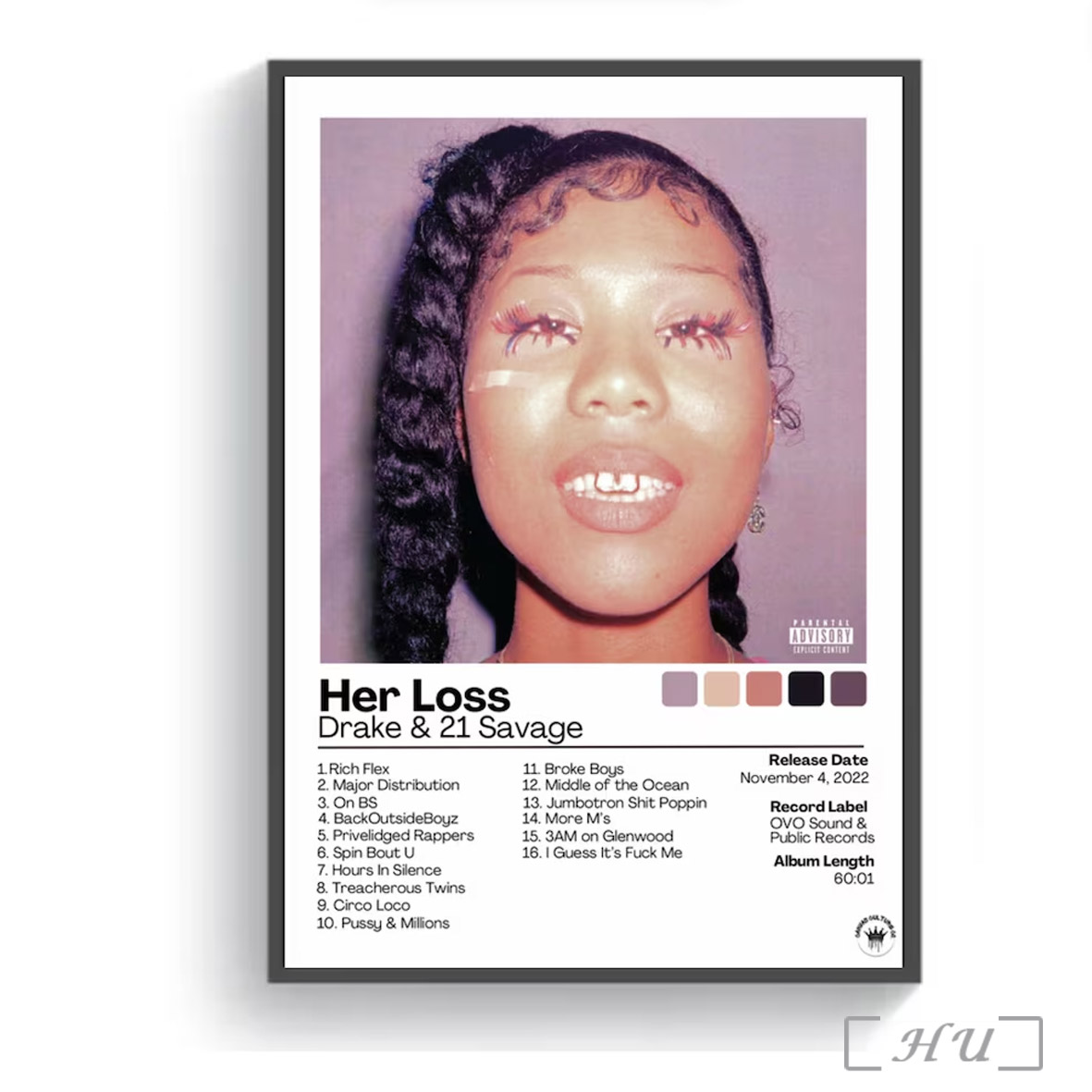 Drake Her Loss Album Cover Poster Wall Art Printable Digital Poster