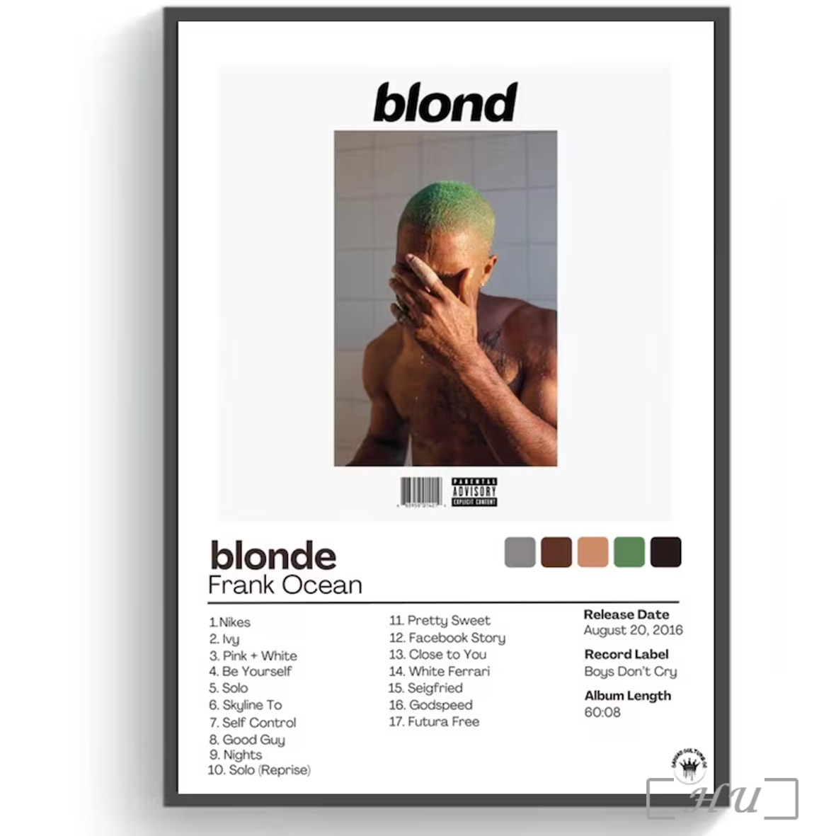 Frank Ocean Blonde Album Cover Poster Album Art Wall Art