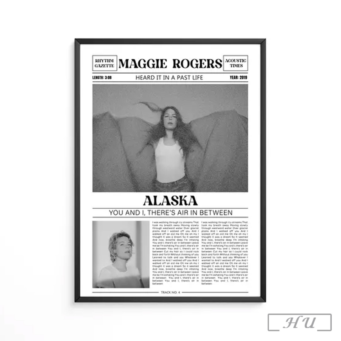 Maggie Rogers Heard It In A Past Life Album Newspaper Poster Alaska Song Lyrics Print Newspaper Music Print Album Cover Art