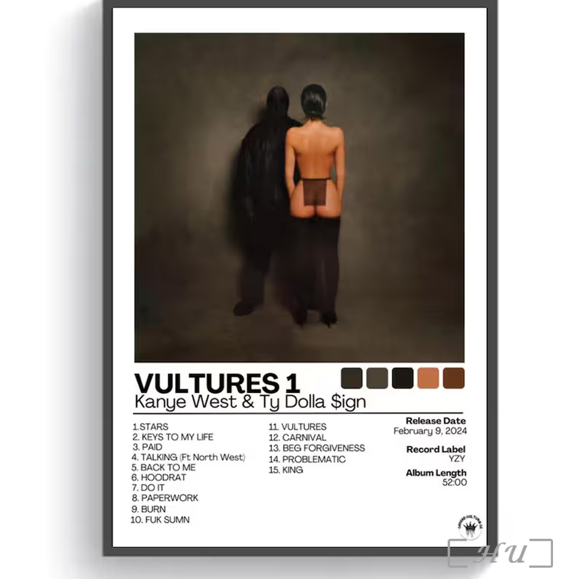 Vultures 1 Album Cover Poster Wall Art Kanye West Kanye West Poster Album Poster