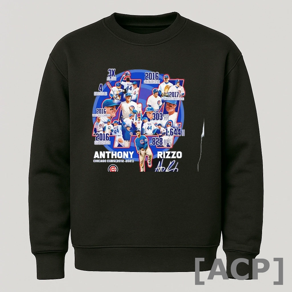 Official Anthony Rizzo With The Chicago Cubs 2012 2021 Signature Thank You For The Memories T Shirt Sweater