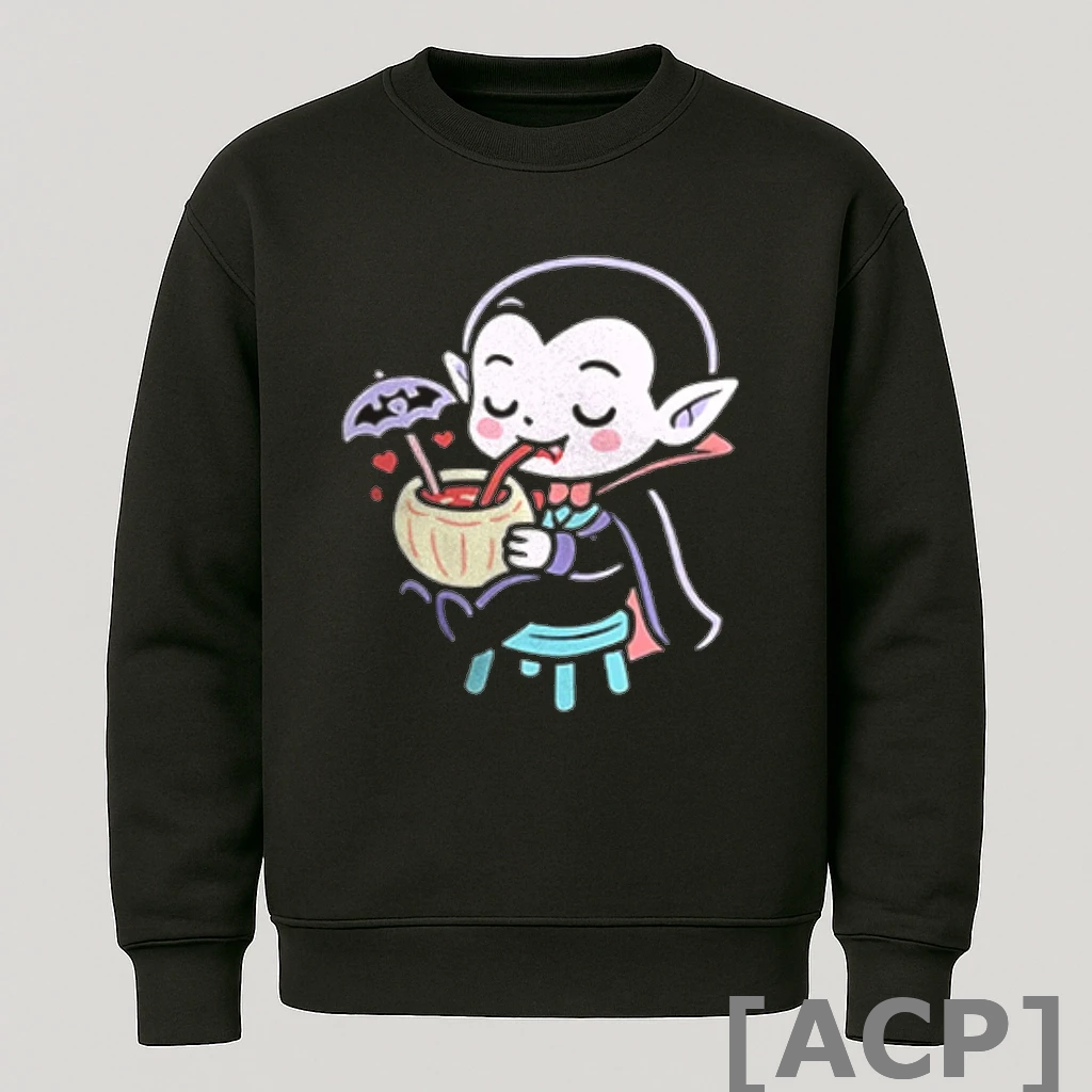 Official Cute Vampire Chilling Long Sleeve T Shirt Sweater