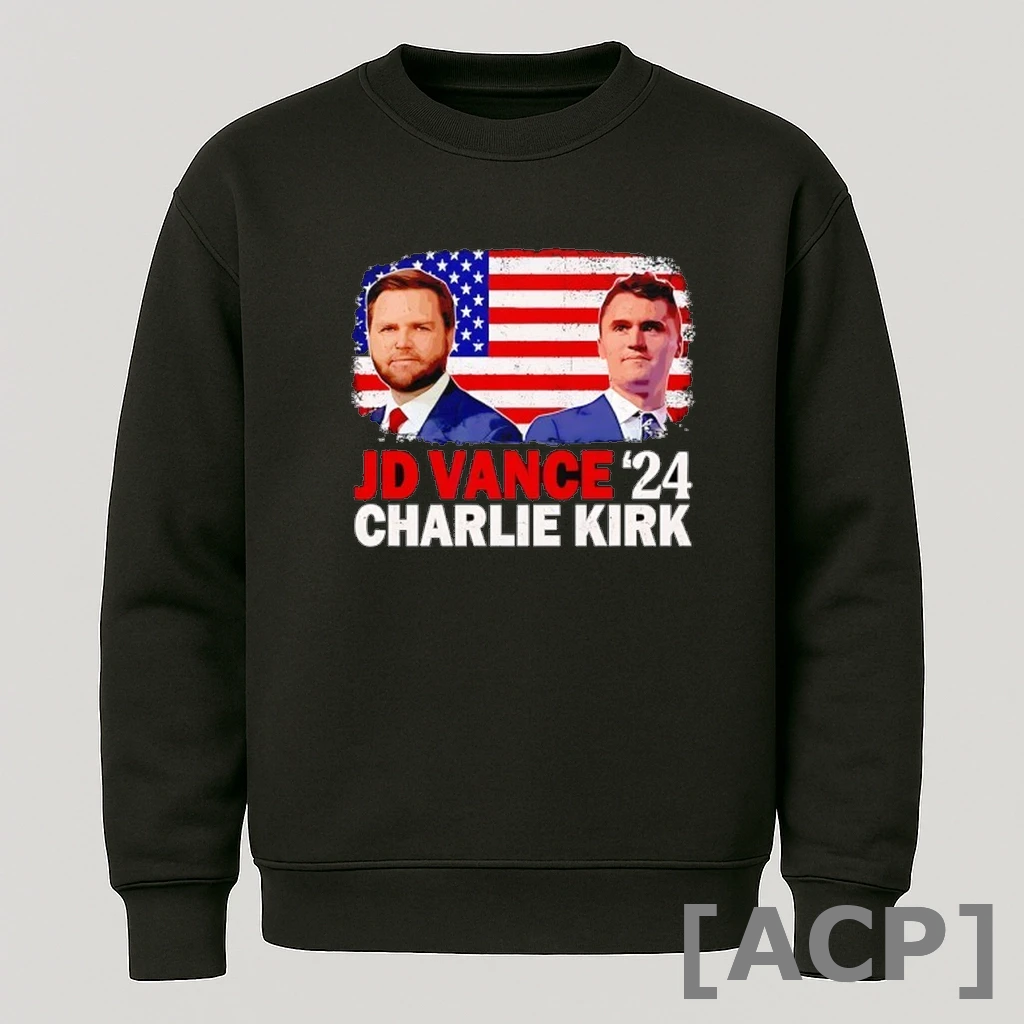 Official Jd Vance And Charlie Kirk 2024 Usa Flag T Shirt Sweater