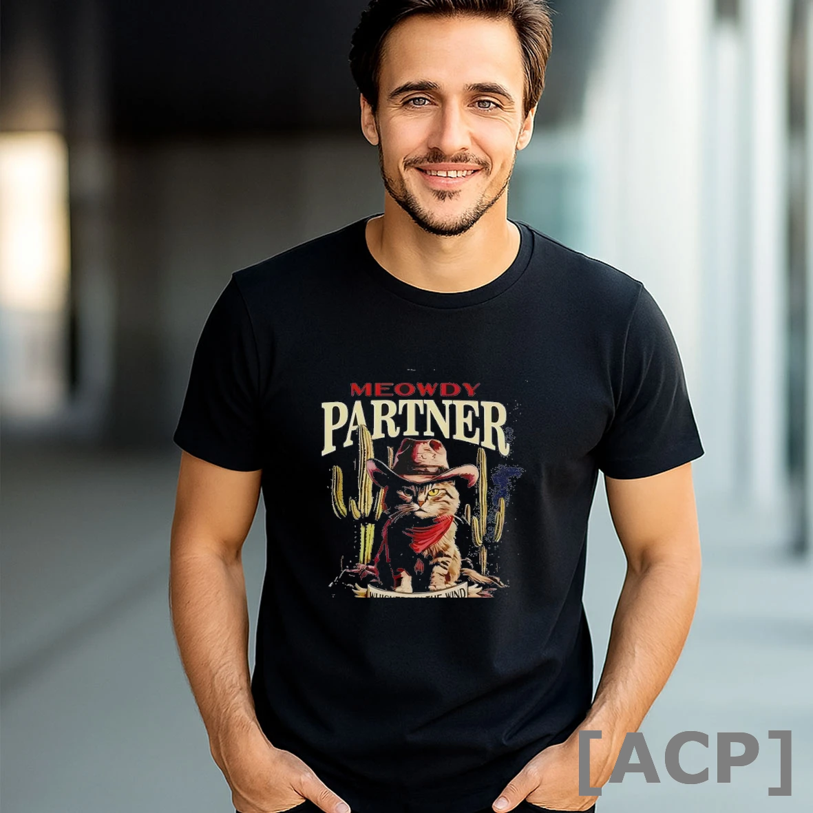 Official Meowdy Partner Cowboy Cat Whiskers In The Wind T Shirt Sweater