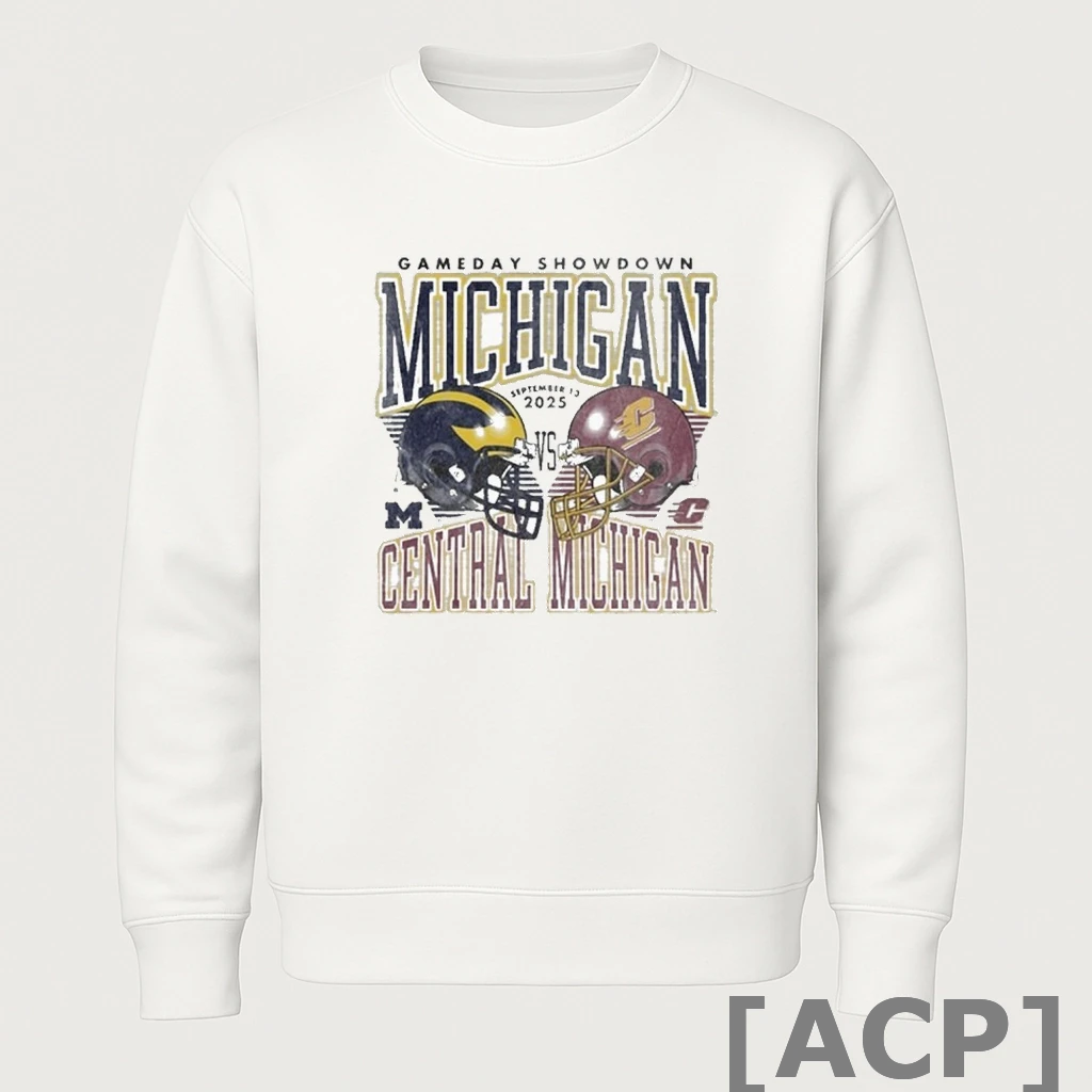 Official Michigan Wolverines Vs Central Michigan Chippewas 2025 Gameday Showdown Football T Shirt Sweater