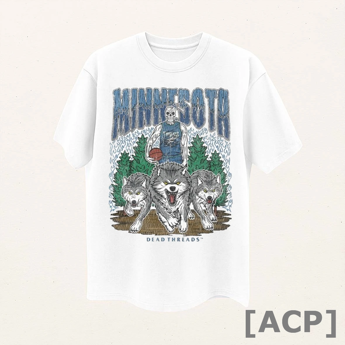 Official Minnesota Timberwolves Dead Threads Skeleton T Shirt Sweater