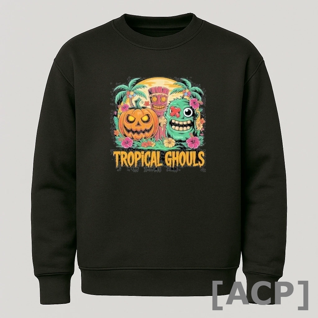 Official Monster Tiki Spooky Tropical Ghouls Luau Halloween 2025 T Shirt Sweater