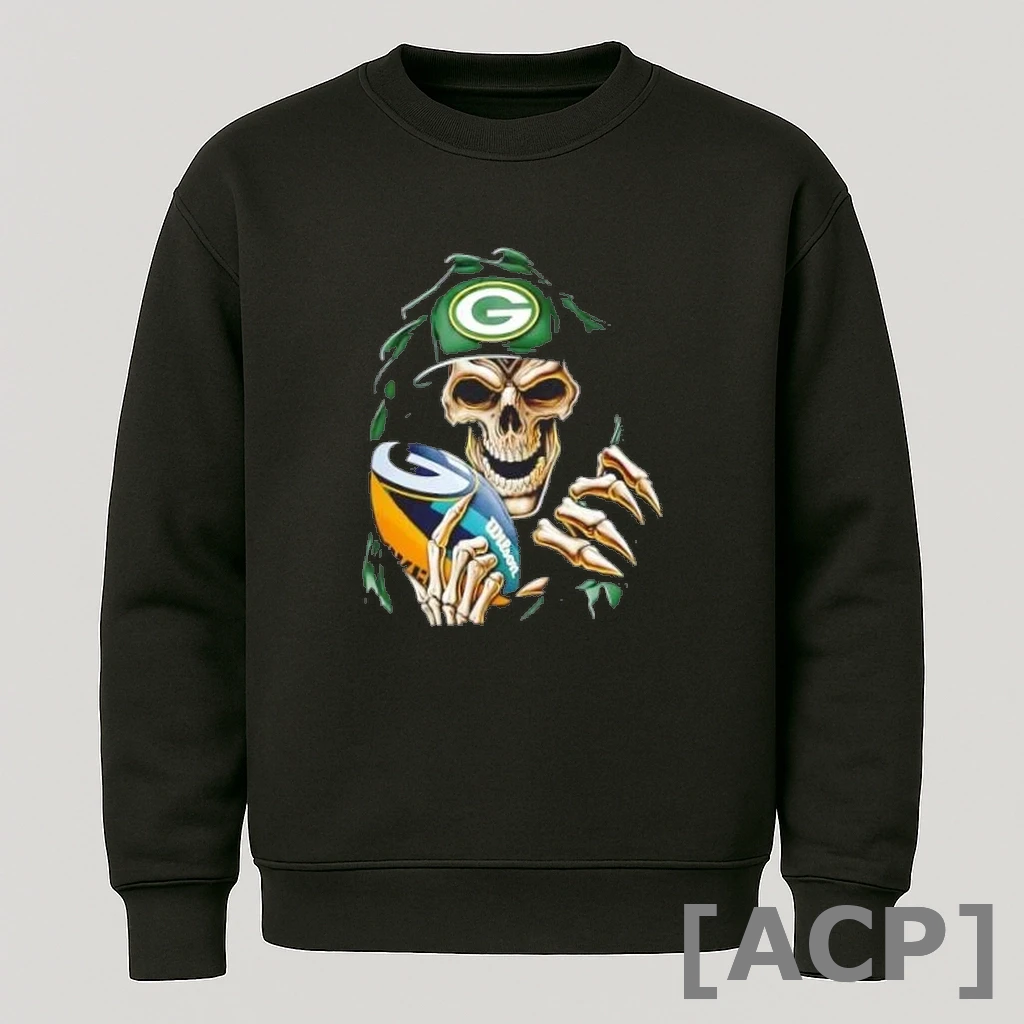 Official Skeleton Hat Green Bay Packers Football T Shirt Sweater