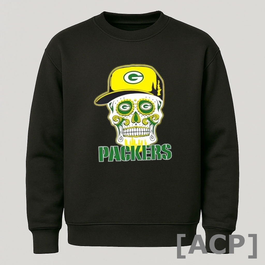 Official Skull Hat Green Bay Packers T Shirt Sweater