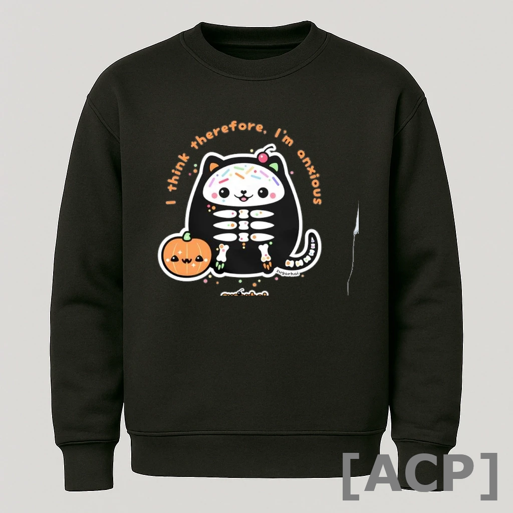 Official Sugarhai Cat Halloween I Think Therefore Im Anxious T Shirt Sweater