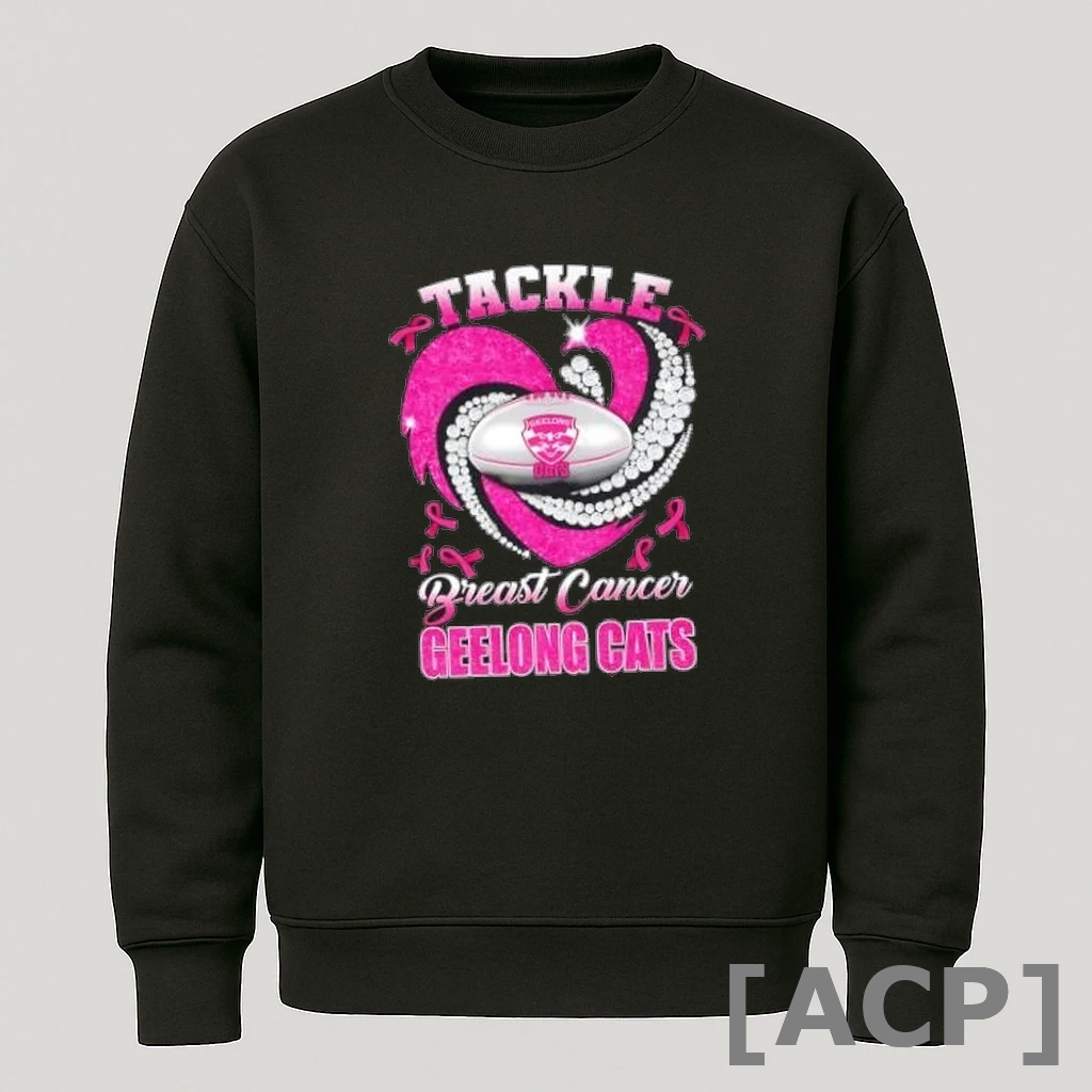 Official Tackle Breast Cancer Geelong Cats Diamond Heart T Shirt Sweater