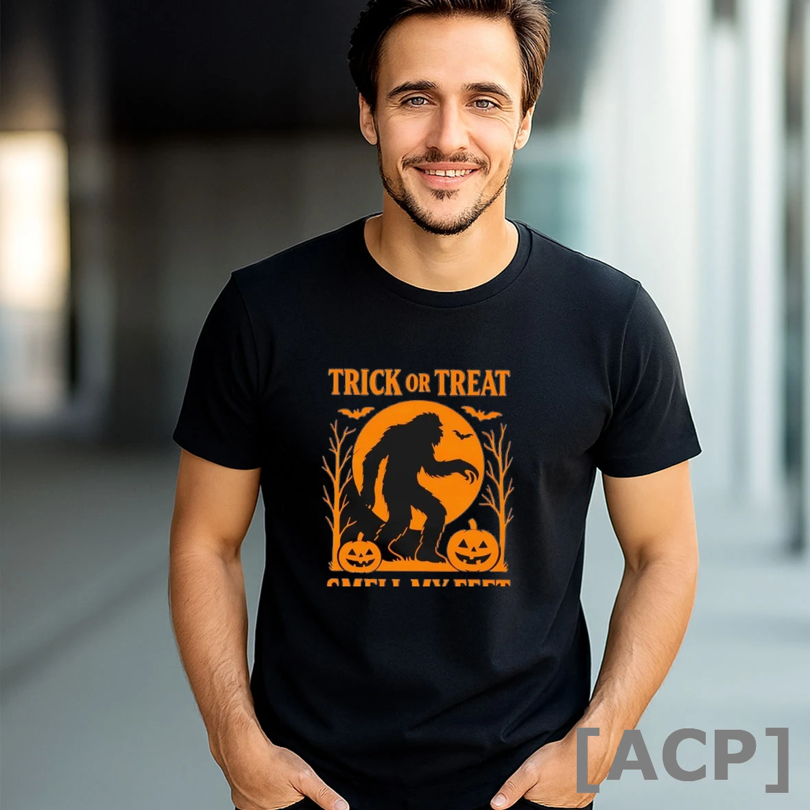 Official Trick Or Treat Halloween Bigfoot Graphic T Shirt Sweater
