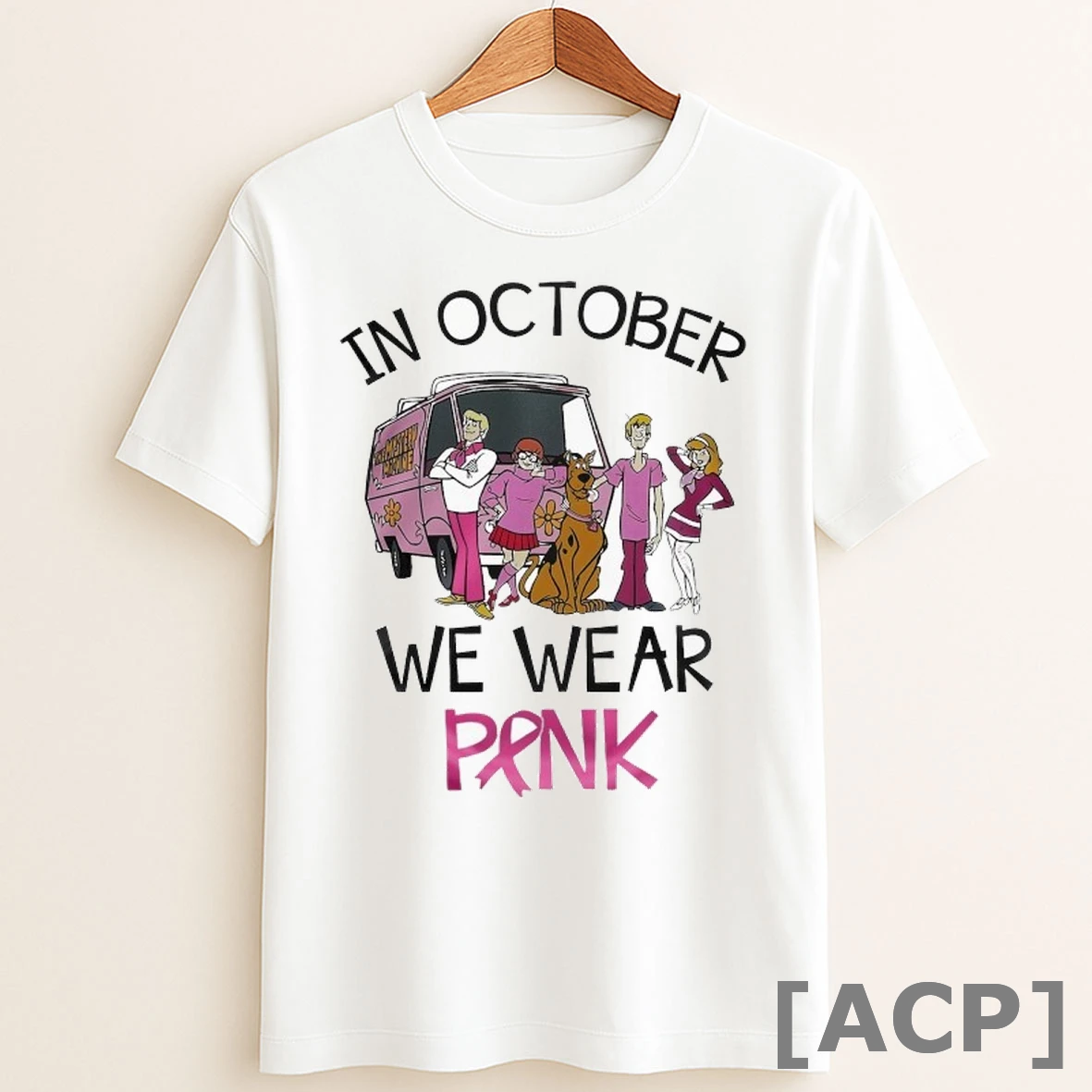 Original Scooby Doo In October We Wear Pink Breast Cancer Awareness T Shirt Sweater