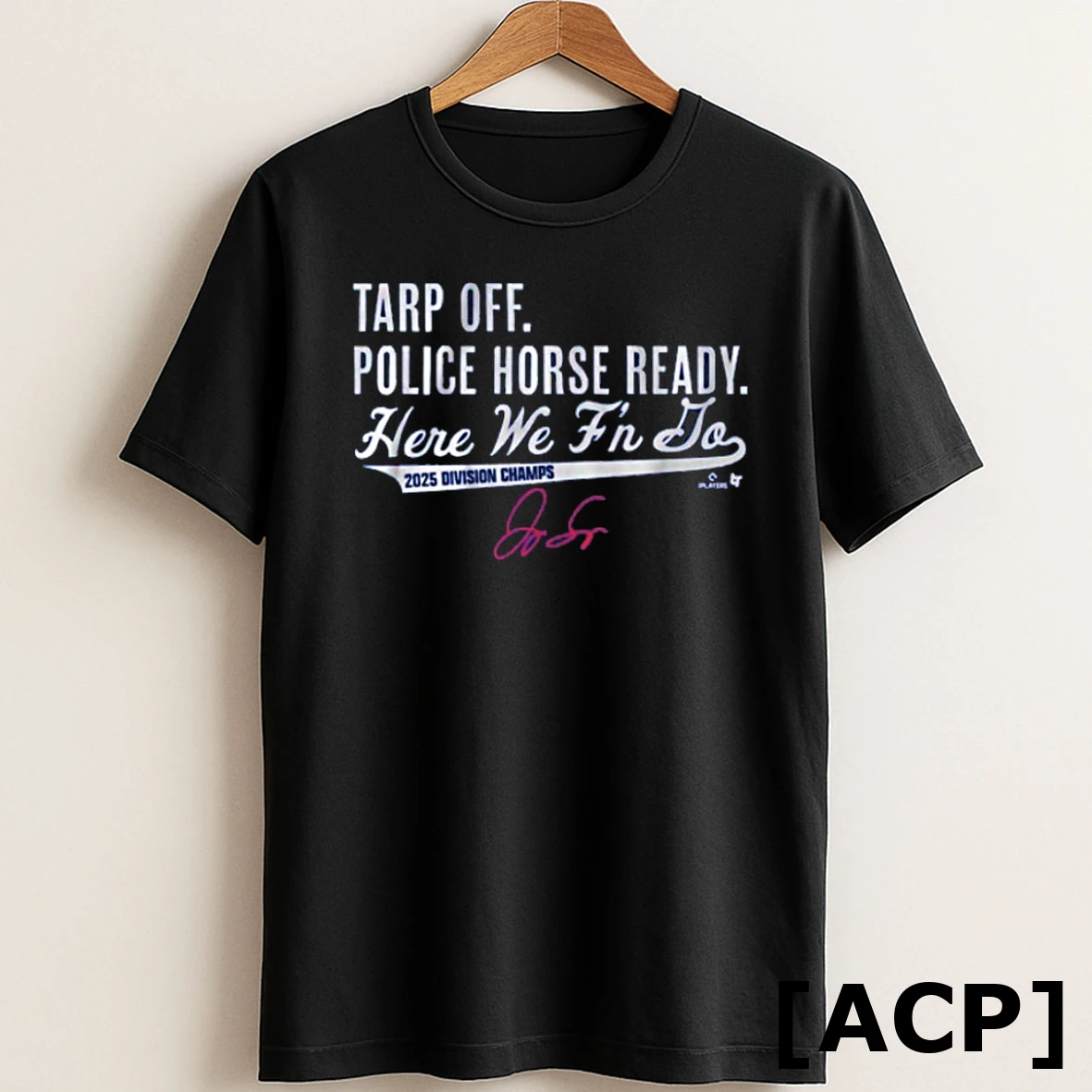 Original Toronto Blue Jays George Springer Tarp Off Police Horse Ready 2025 Division Champions T Shirt Sweater