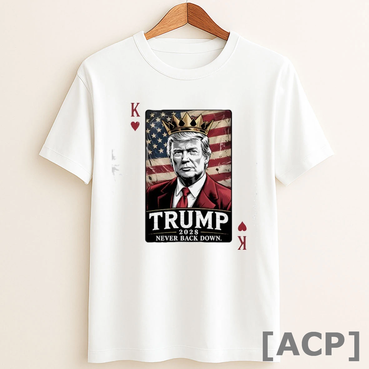 Original Trump 2028 Never Back Down Playcard T Shirt Sweater
