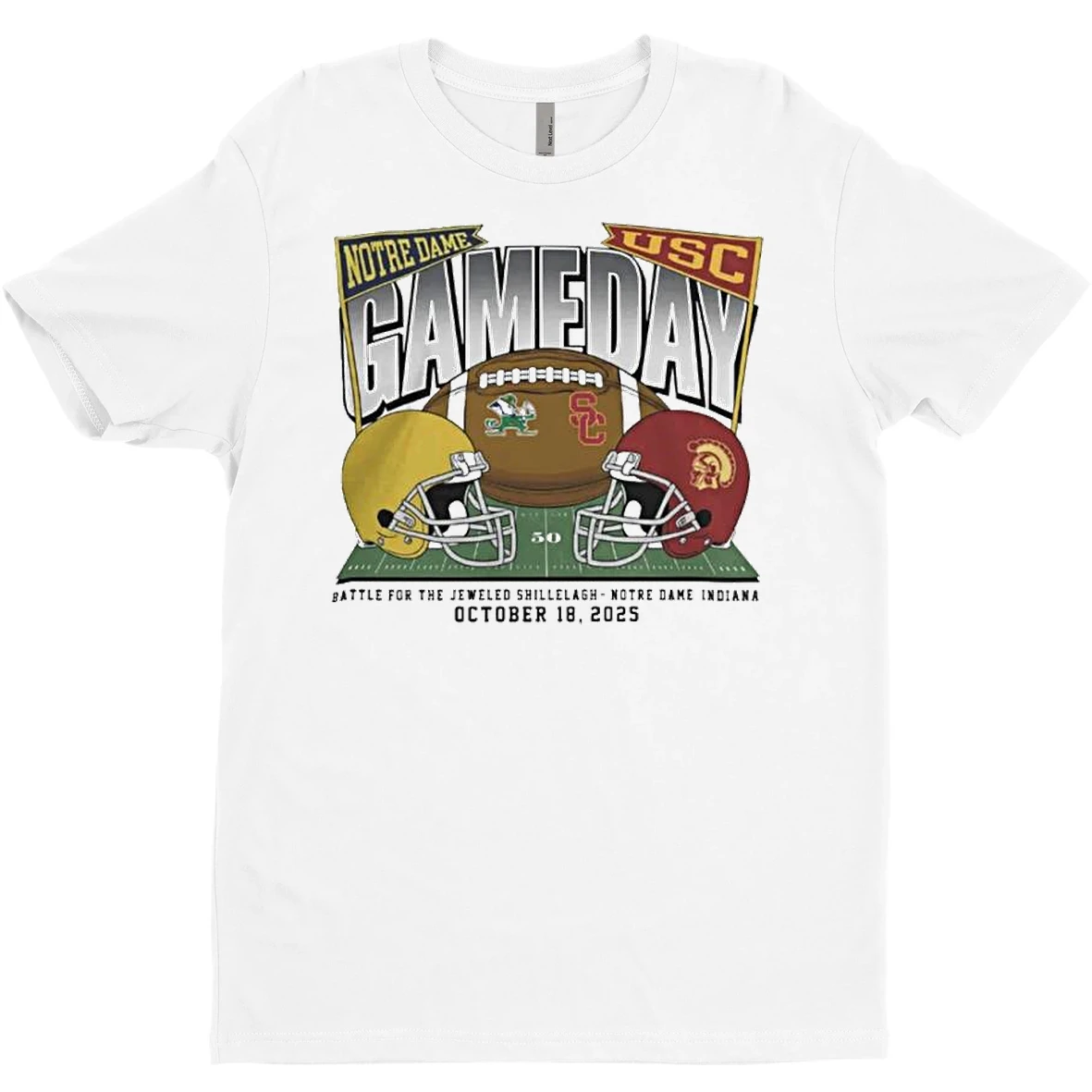 Notre Dame Fighting Irish Vs Usc Trojans 2025 Gameday Battle For The Jeweled Shillelagh Ornaments T Shirt Sweater