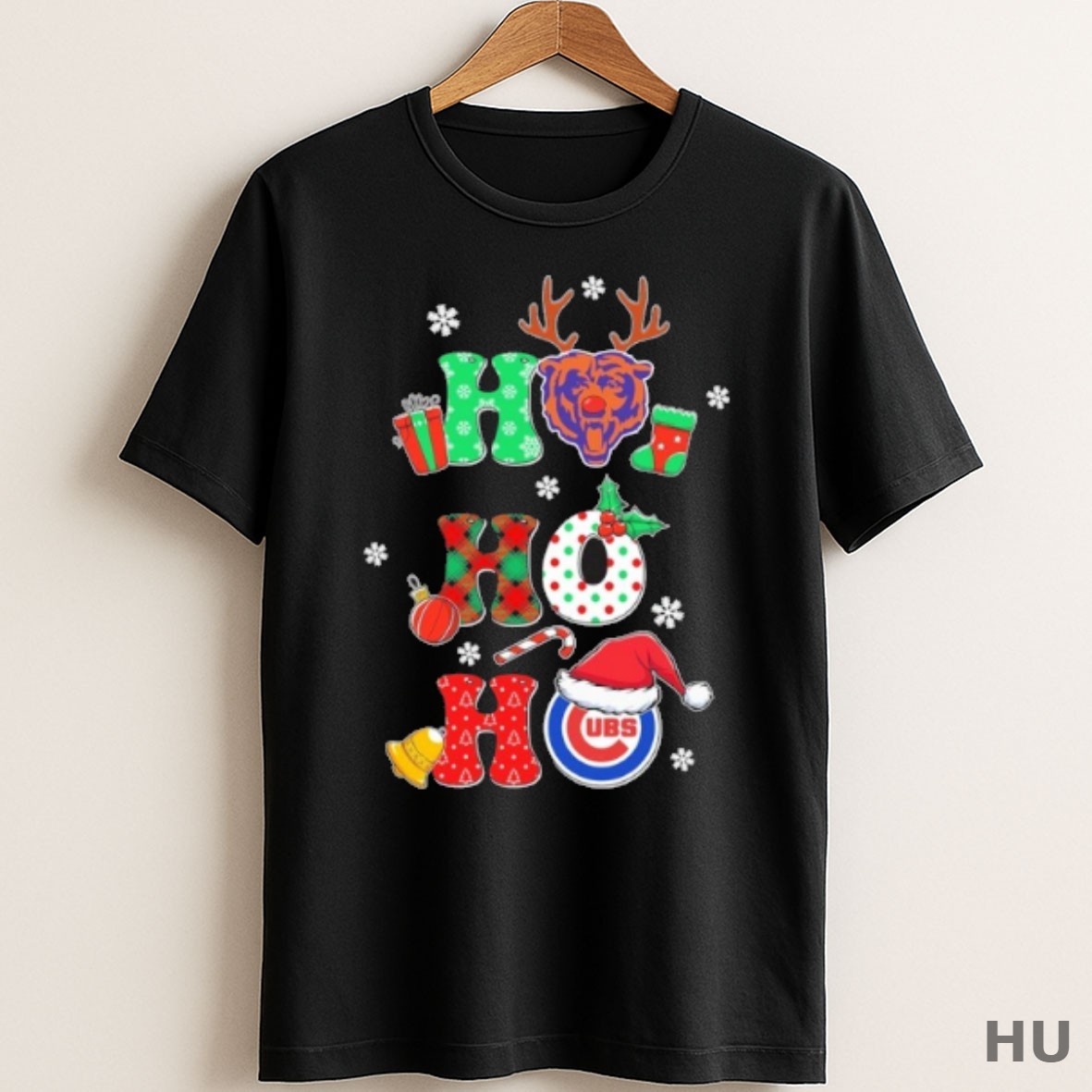 Official Ho Ho Ho Christmas Chicago Sports Teams Logo Shirt Sweater Tee