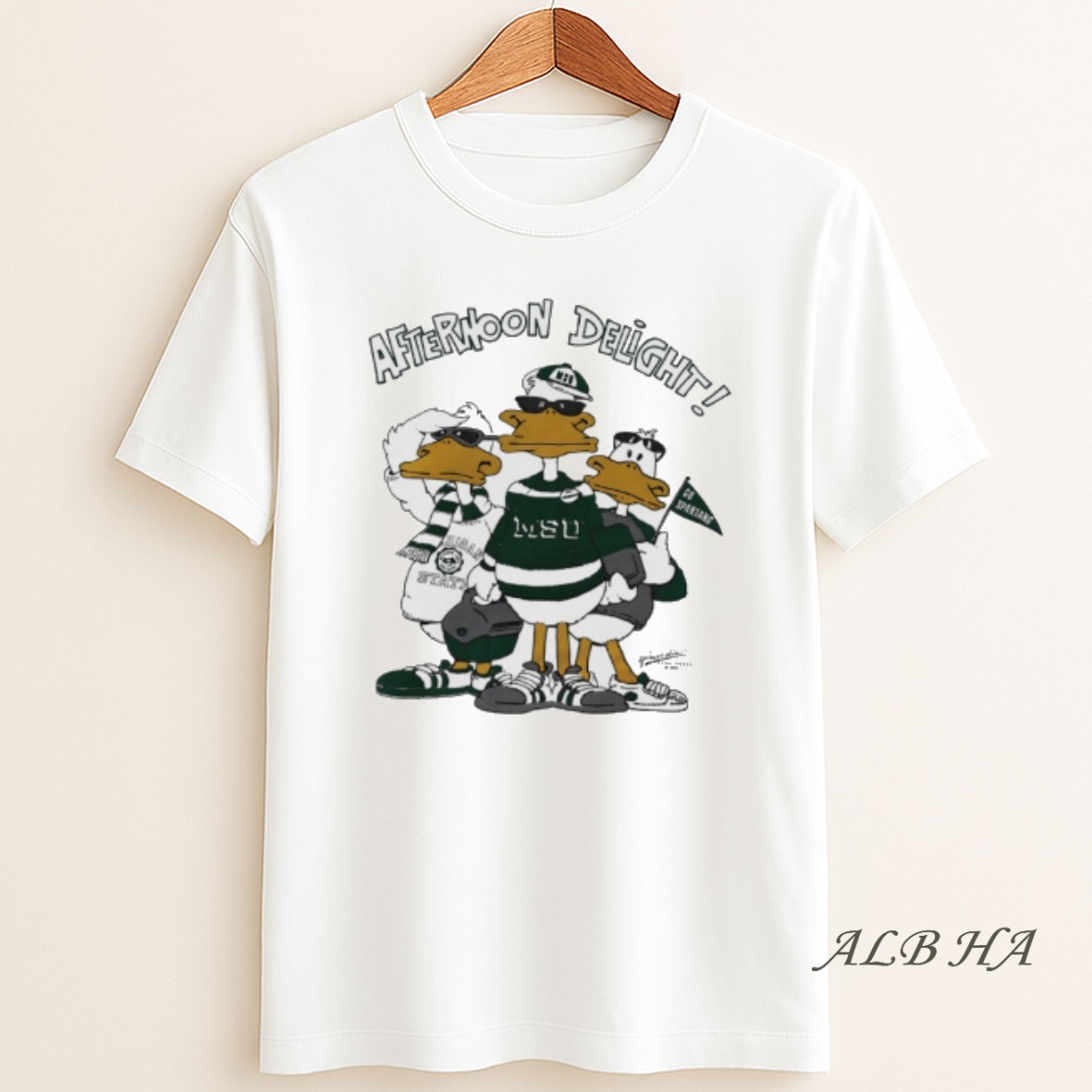 Official Michigan State University Afternoon Delight Go Spartans Duck Mascot T Shirt