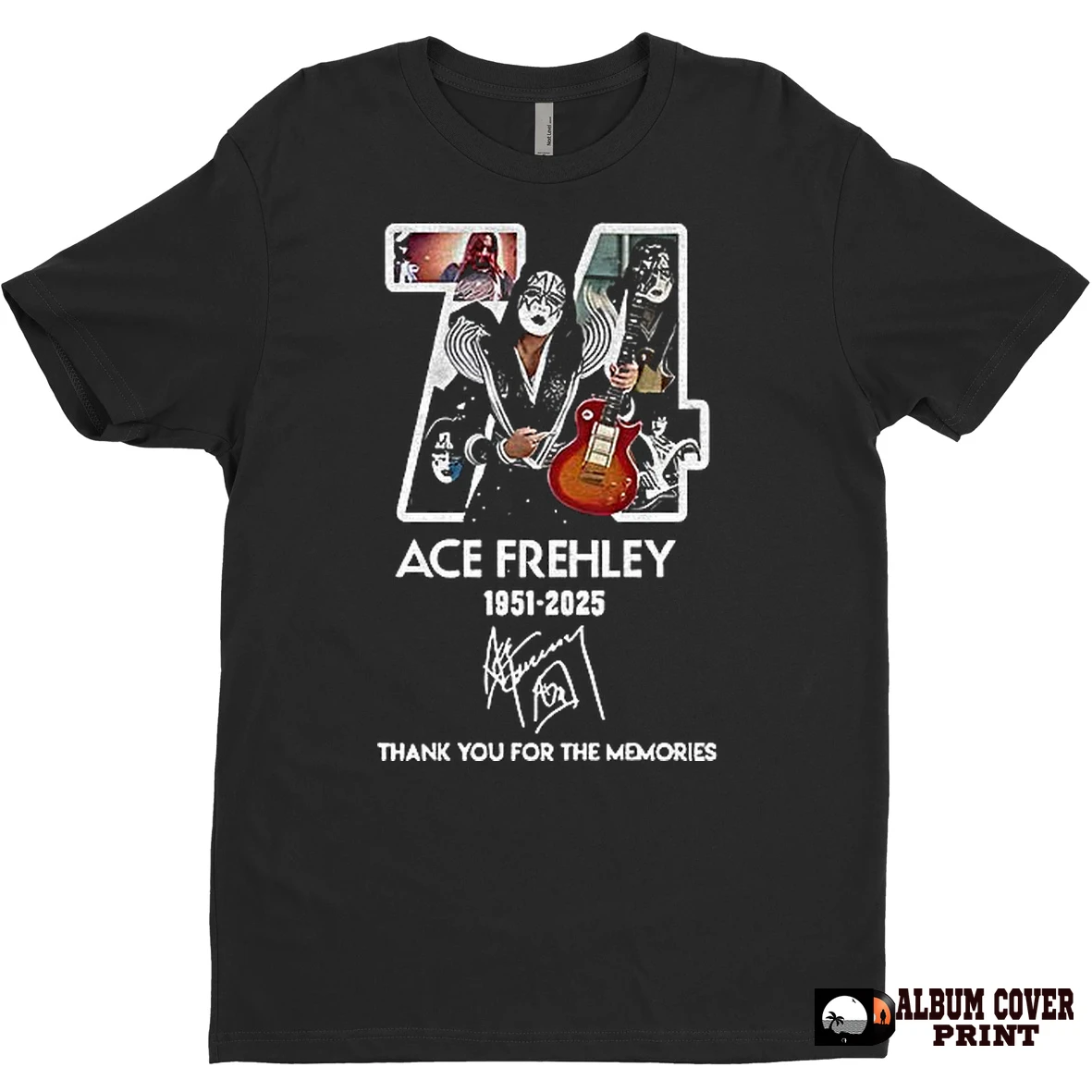 Original Ace Frehley Kiss Solo Band Signature T Shirt Sweater