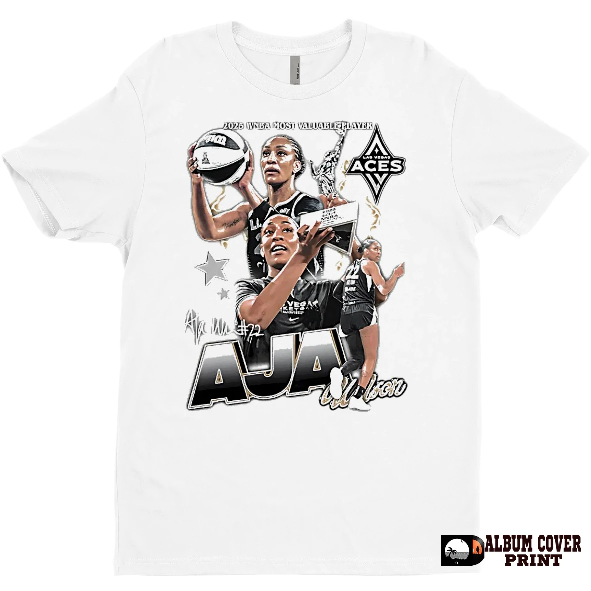 Original Aja Wilson Las Vegas Aces Wnba Most Valuable Player Signature T Shirt Sweater