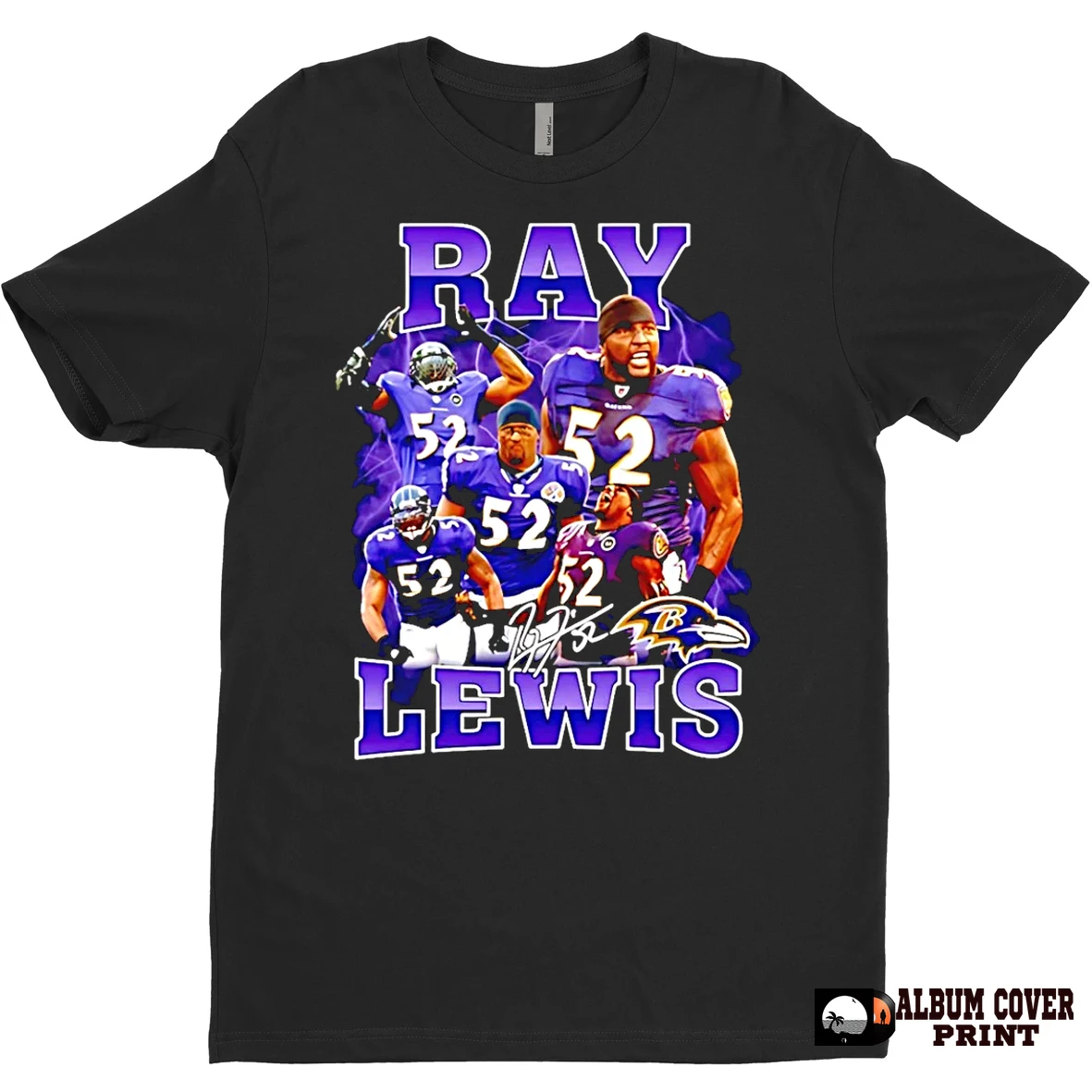 Original Baltimore Ravens Ray Lewis Picture Collage Signature T Shirt Sweater