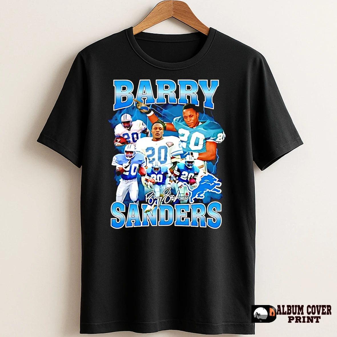 Original Barry Sanders Detroit Lions Vintage Signature T Shirt Sweater