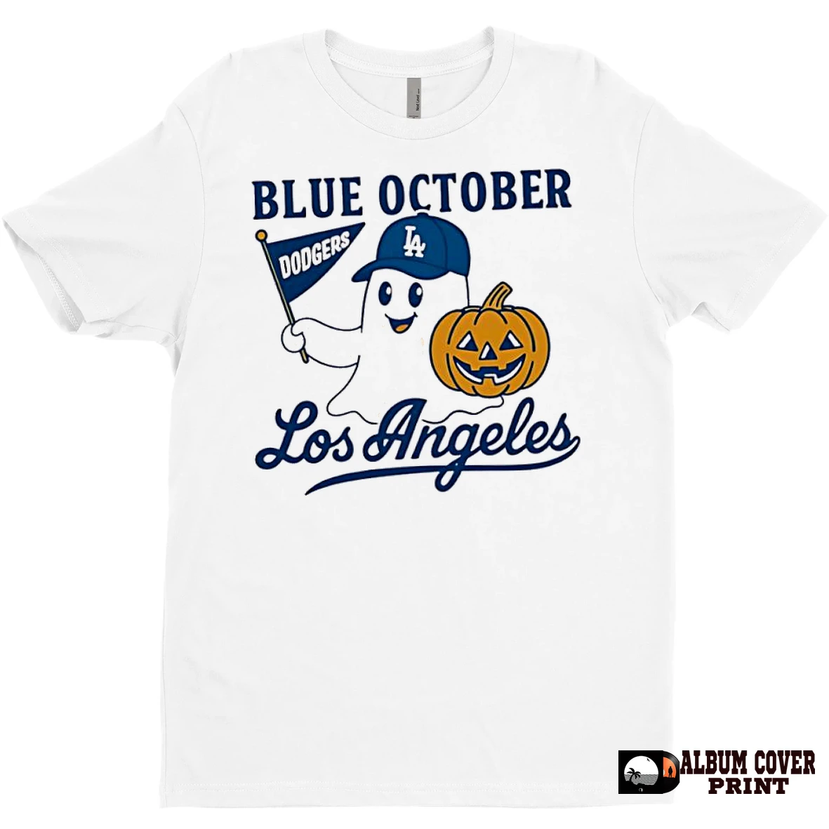 Original Blue October Ghost Dodgers Los Angeles Baseball Halloween T Shirt Sweater