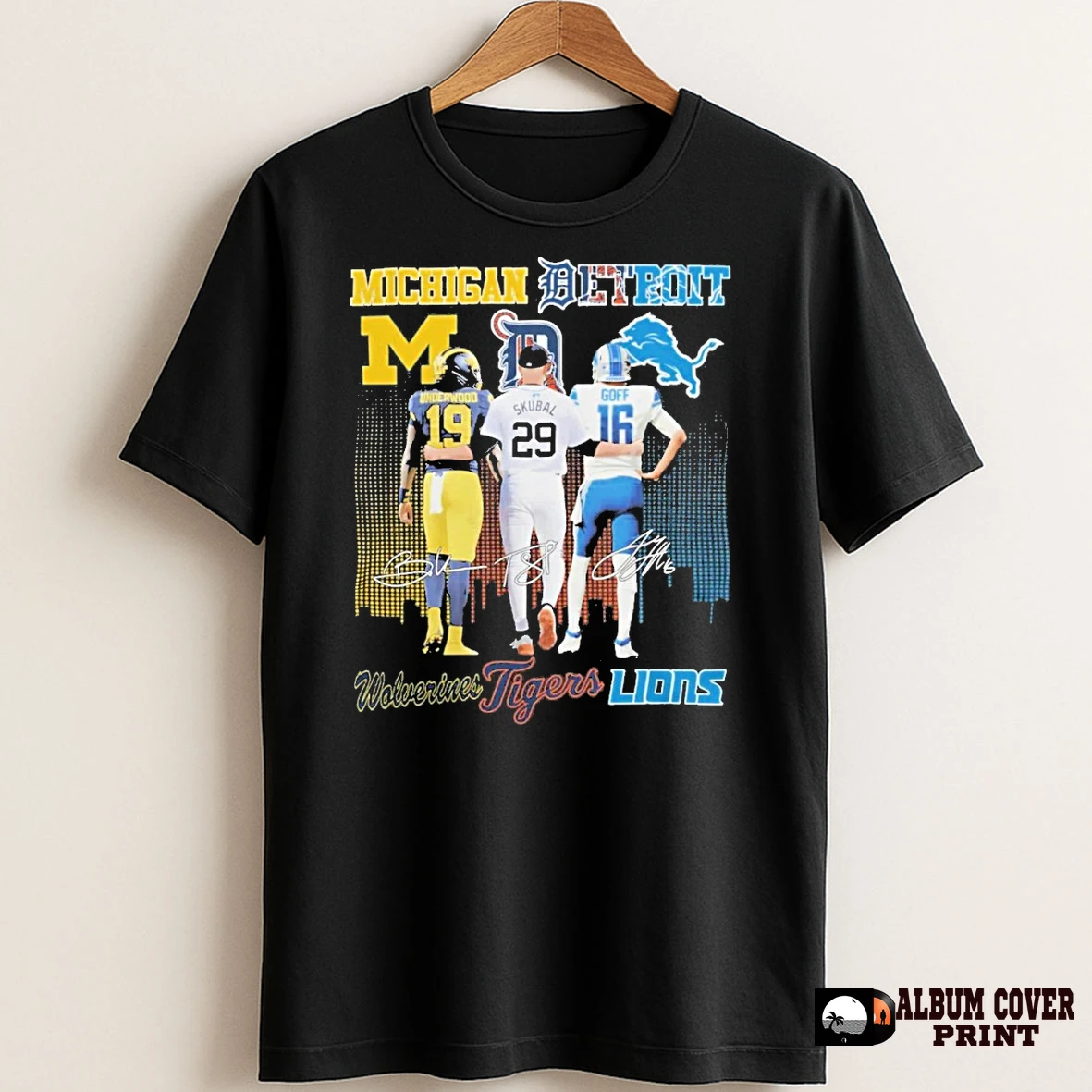 Original Bryce Underwood Tarik Skubal And Jared Goff Michigan Wolverines Detroit Tigers Detroit Lions Signatures T Shirt Sweater