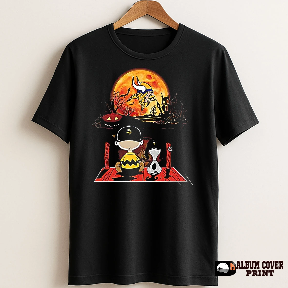 Original Charlie Brown And Snoopy Watching Minnesota Vikings Halloween T Shirt Sweater