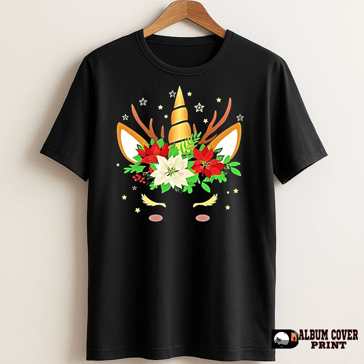 Original Floral Antler Unicorn Christmas Lights T Shirt Sweater
