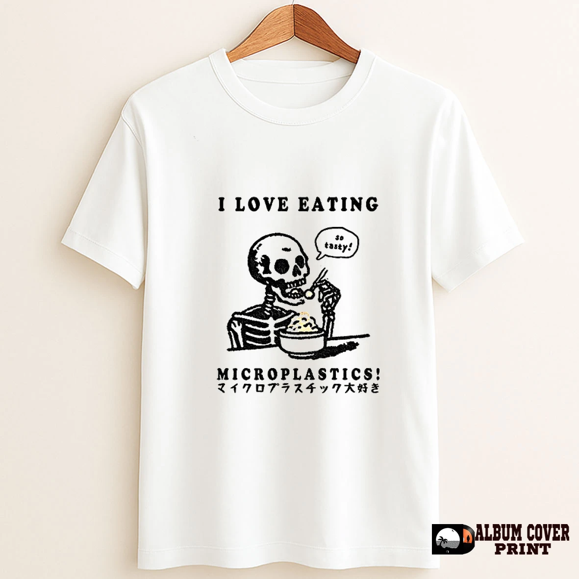 Original Funny Skeleton So Tasty I Love Eating Microplastics T Shirt Sweater