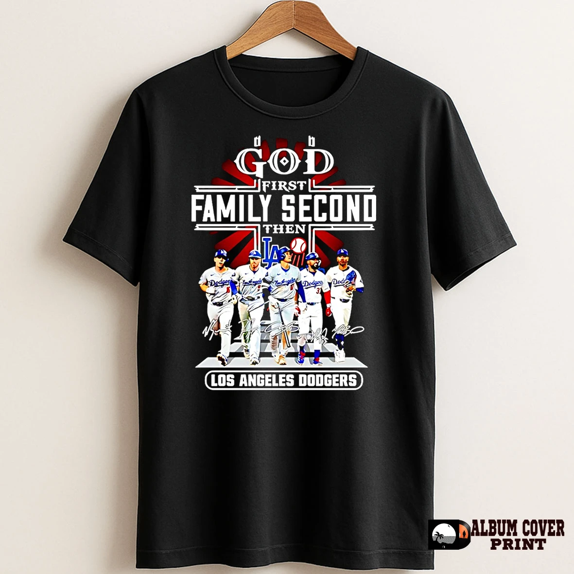 Original God First Family Second Then Los Angeles Dodgers Baseball 2025 Signature T Shirt Sweater