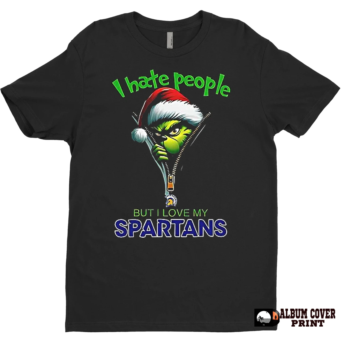 Original Grinch Santa Hat I Hate People But I Love My San Jose State Spartans Christmas Logo Clothing T Shirt Sweater