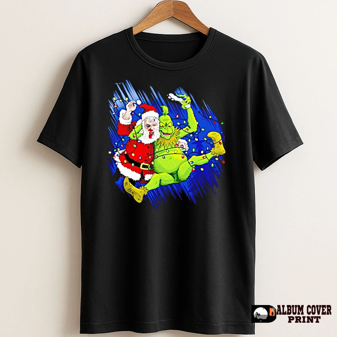 Original Grinch Wrestles Santa Claus 3 16 Light Christmas T Shirt Sweater