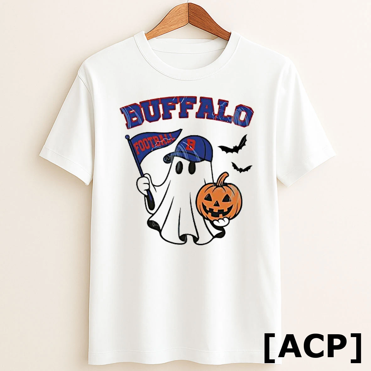 Original Halloween Ghost Buffalo Bills Football Flag Pumpkin T Shirt Sweater