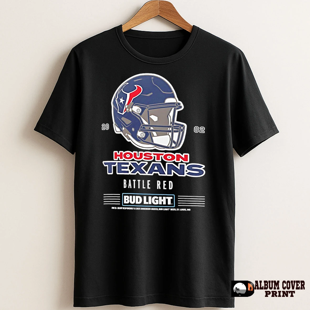 Original Houston Texans Bud Light 2002 Battle Red Football Helmet T Shirt Sweater