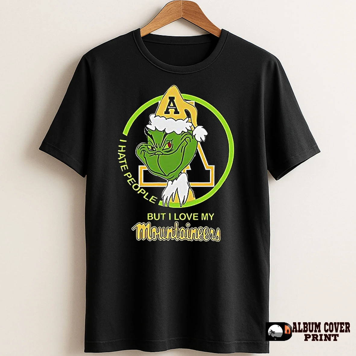 Original I Hate People But I Love My Appalachian State Mountaineer Grinch With Santa Hat Football Christmas T Shirt Sweater