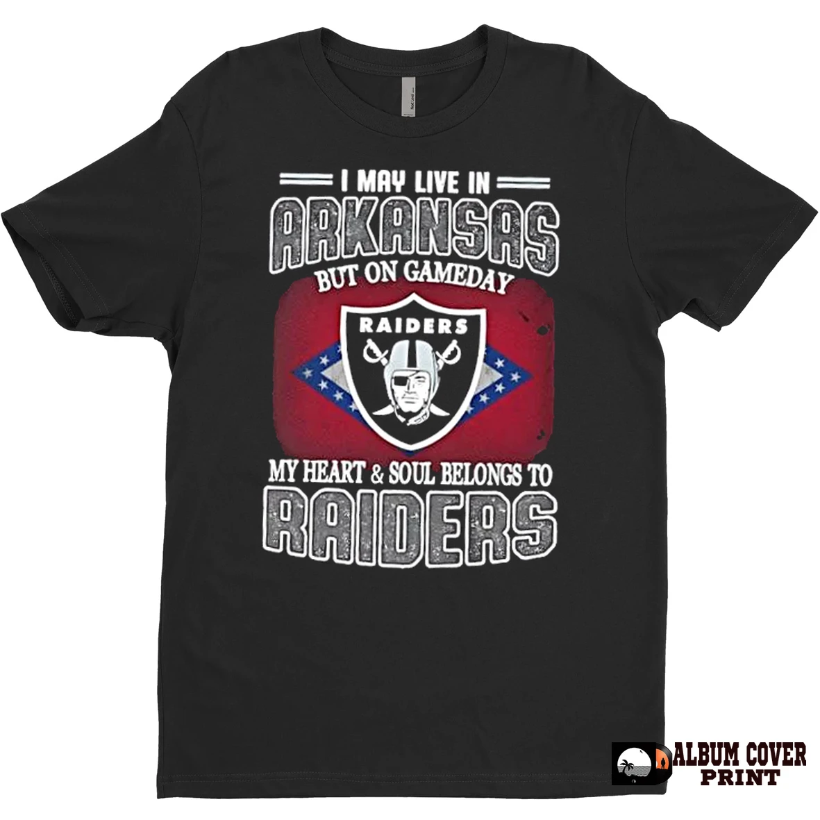 Original I May Live In Arkansas But On Gameday My Heart And Soul Belongs To Raiders T Shirt Sweater