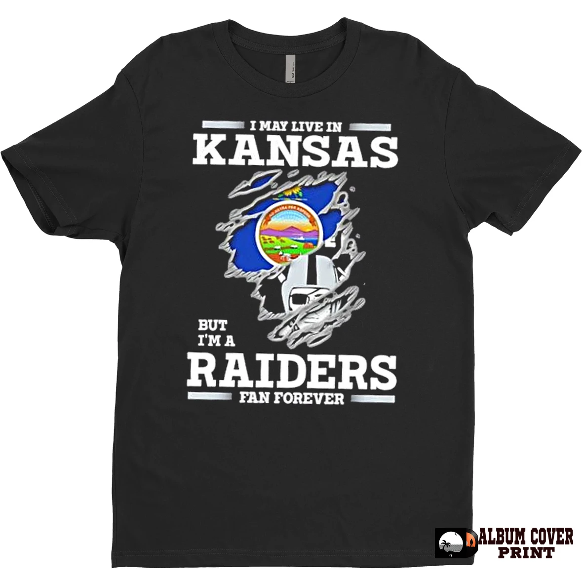 Original I May Live In Kansas But Im A Raiders Fan Forever T Shirt Sweater