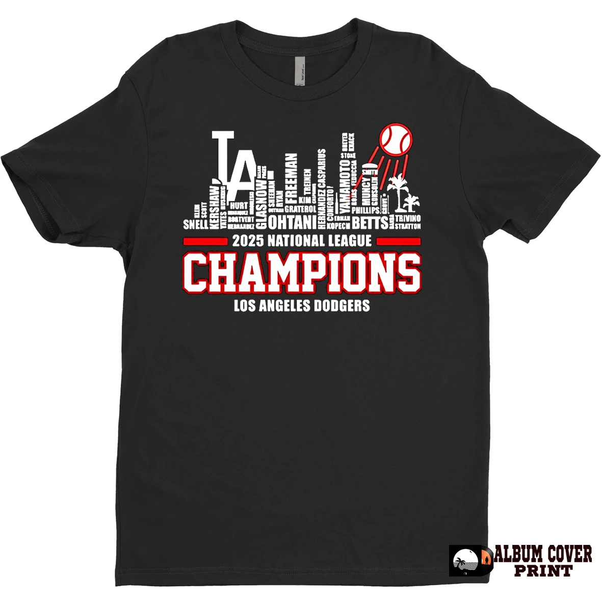 Original Los Angeles Dodgers 2025 National League Champions Players Name Skyline T Shirt Sweater
