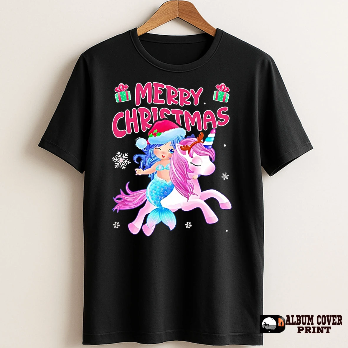 Original Mermaid Riding Unicorn Merry Christmas Fantasy T Shirt Sweater