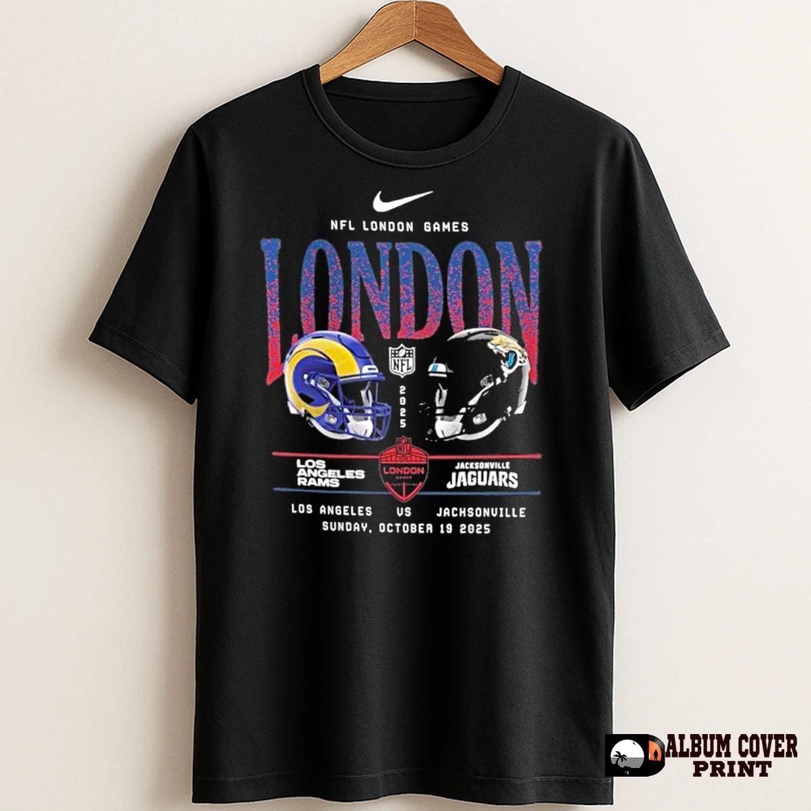 Original Nike Nfl London Games 2025 Rams Vs Jaguars Duel Helmet T Shirt Sweater