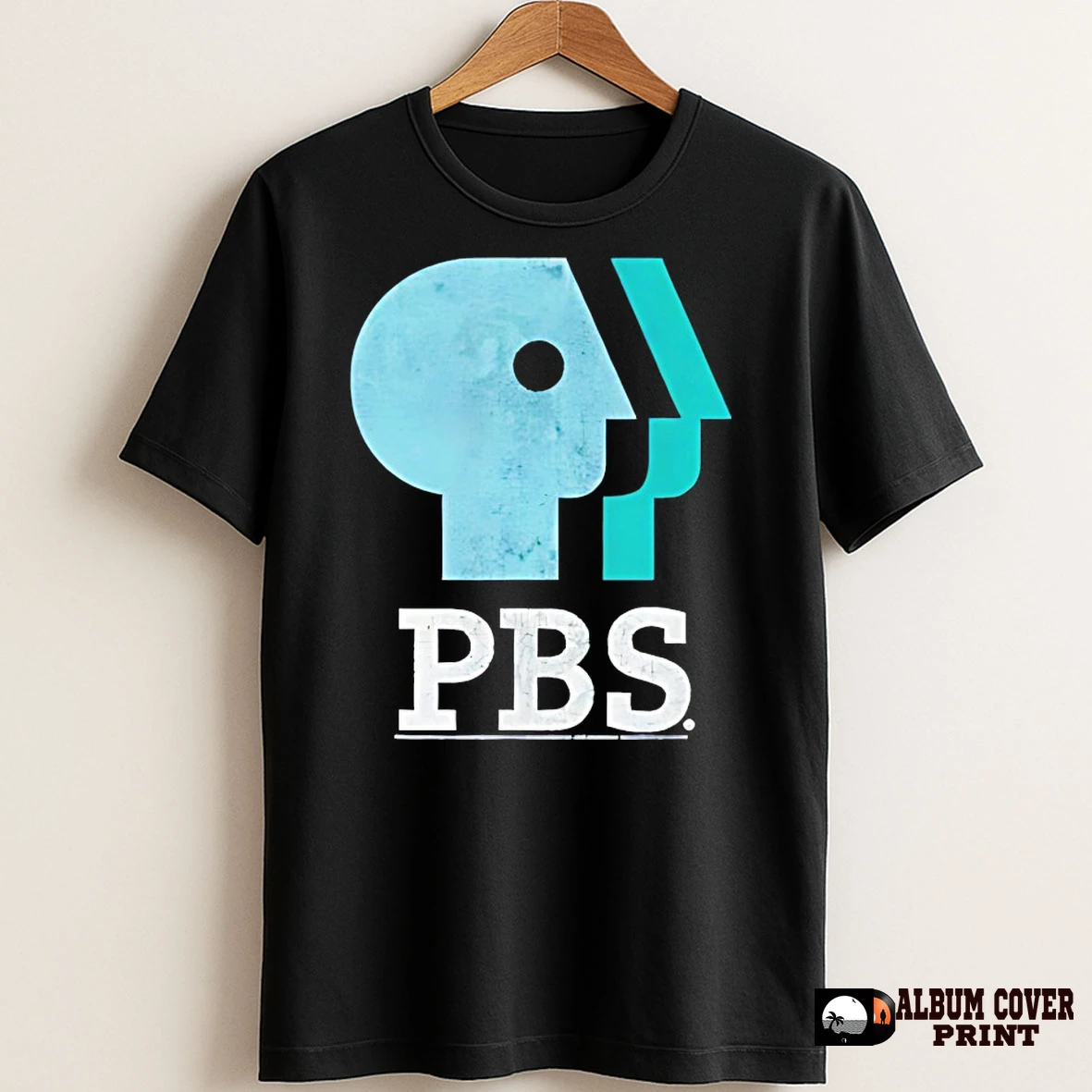Original Pbs Blue Teal And White Logo T Shirt Sweater