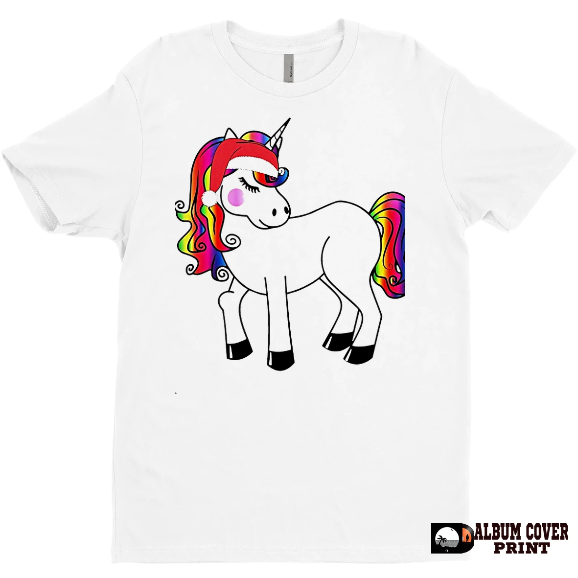 Original Rainbow Mane Christmas Unicorn Santa Hat Christmas T Shirt Sweater