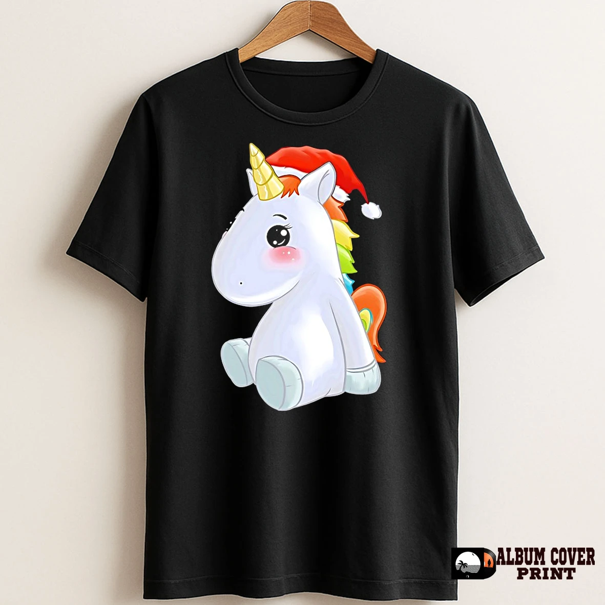 Original Rainbow Unicorn Santa Hat Christmas Cute T Shirt Sweater