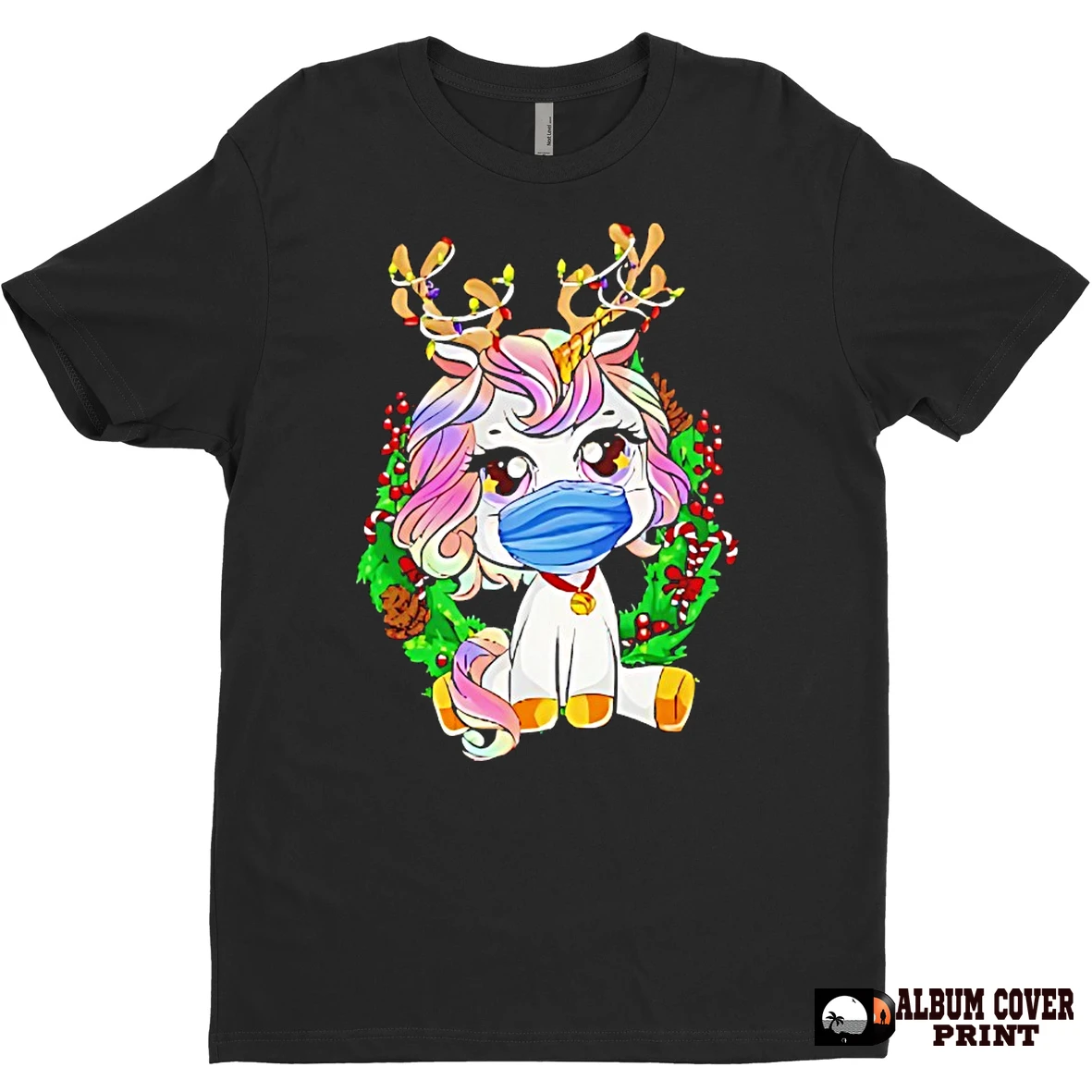 Original Reindeer Unicorn Masked Holiday Cheer Christmas T Shirt Sweater