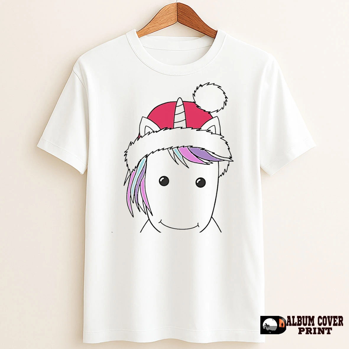 Original Santa Hat Unicorn Minimalist Cute Christmas T Shirt Sweater