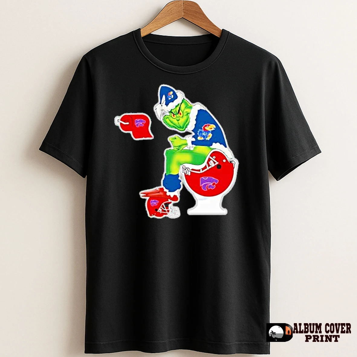Original The Grinch Kansas Jayhawks Sitting On Toilet Kansas State Wildcats Xmas Holiday Christmas T Shirt Sweater