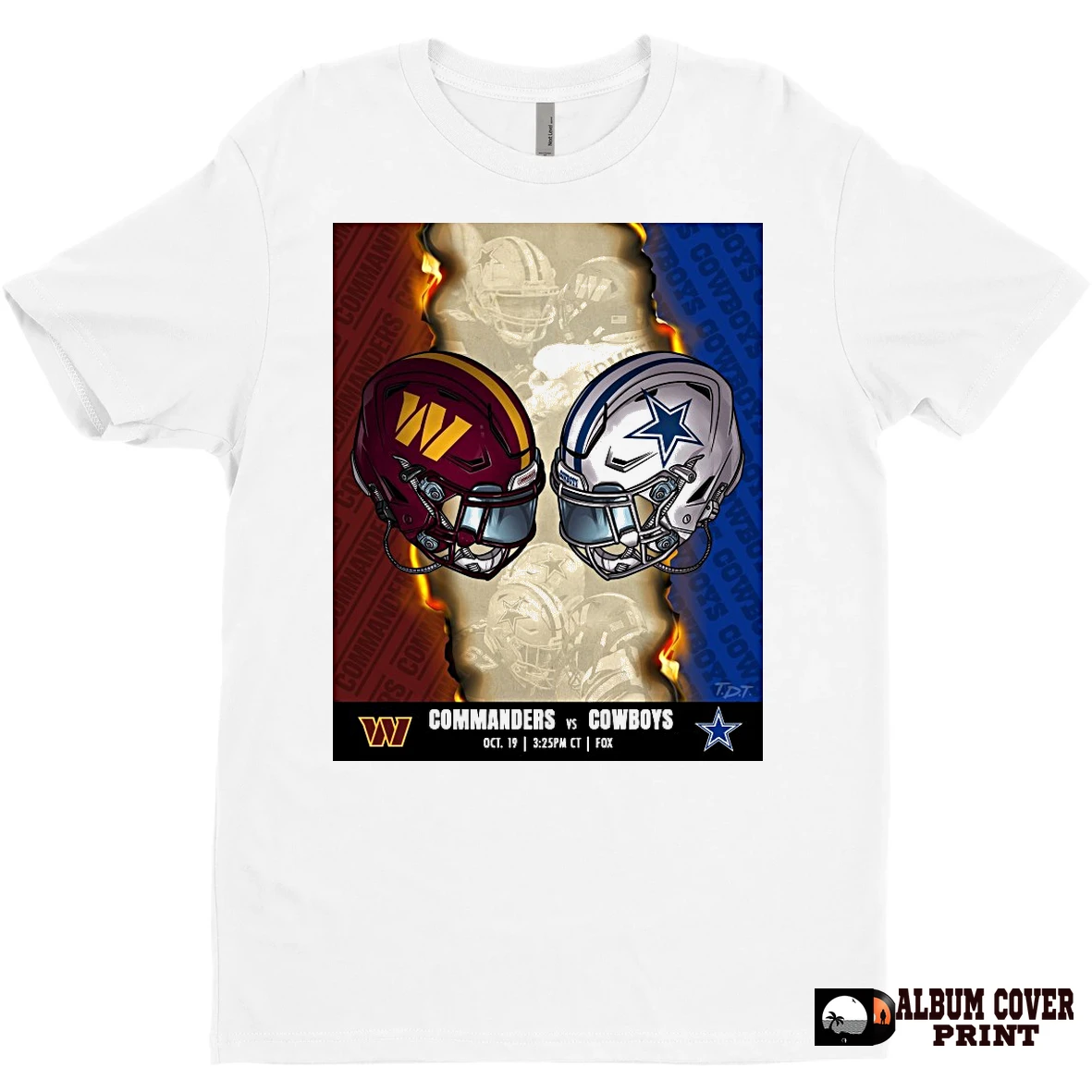 Original Washington Commanders Vs Dallas Cowboys Nfl Sunday October 19 2025 Helmet T Shirt Sweater